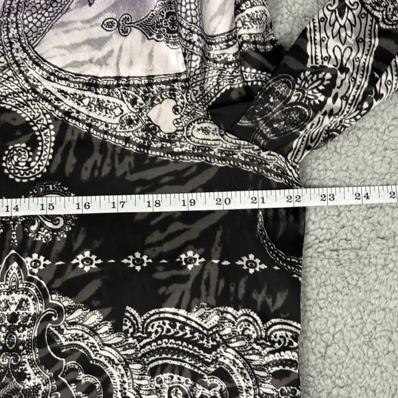 Chicos Travelers Satin Top Purple V Neck Long Sleeve Tunic sz Large - Picture 4 of 10